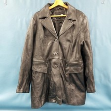 VTG Wilsons Ladies XXL Black Soft Aniline Leather 3/4 Fitted Coat