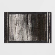 2'6"x4' Washable Washable Knitted Stripe Accent Rug Gray - Threshold
