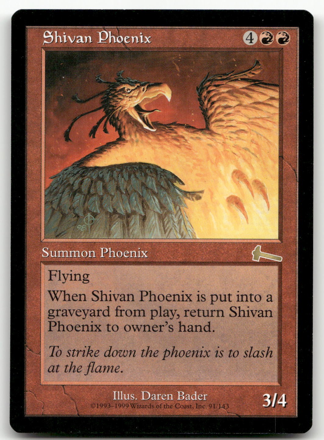 Shivan Phoenix #91 (NM) Urza's Legacy ULG Magic MTG