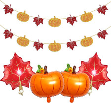 Fall Thanksgiving Party Decorations Glitter Fall Pumpkin Maple Leaf Banner