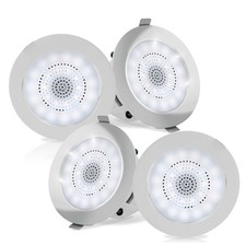 Pyle 4'' Bluetooth Ceiling Wall Speaker System w/ LED Lights 4 Pack  Open Box 