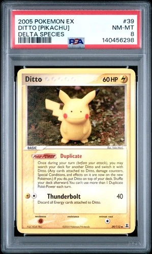 2005 POKEMON EX DELTA SPECIES #39 DITTO [PIKACHU] PSA 8