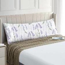 Satin Pillowcase for Hair and Skin Body- Flower Printed Lavender Silk Pillowcase