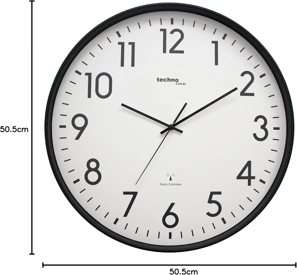 Technoline XXL Funkwanduhr WT8998, 50 Cm, Bahnhofsuhr, XXL Wanduhr, Schwarz - Bild 4 von 4