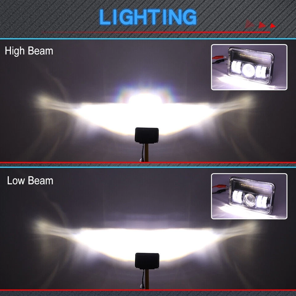 Fit 1981 - 1988 适用于吉姆西 Jimmy Sierra Classic 4x4 4PC 130W 4x6" LED 车头灯 HI-LO — 第 3/4 张图片