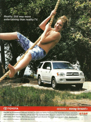 2005 Toyota Sequoia Reality Boy Swinging On Rope vintage Print Ad Advertisement