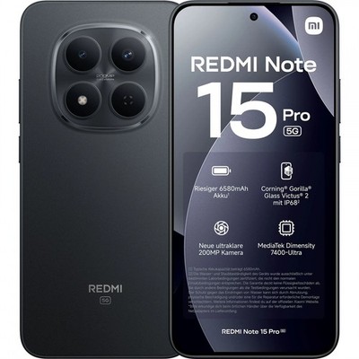 Xiaomi Redmi Note 15 Pro 5G/LTE Smartphone 512GB 12GB RAM schwarz Triple-Kamera