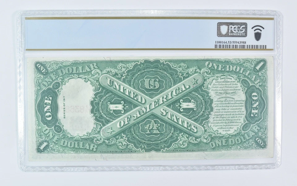 1917 $1 Legal Tender Fr#36 Large Note About Unc 53 PPQ PCGS *9524 - Image 2 of 3