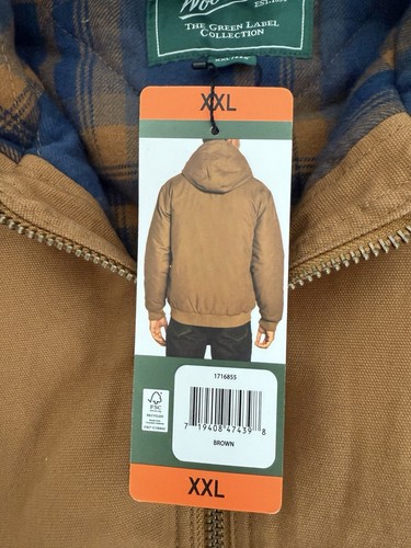 NWT WOOLRICH GREEN LABEL COLLECTION MenS Work Canvas Hooded Jacket Brown XXL 2XL - Picture 9 of 15