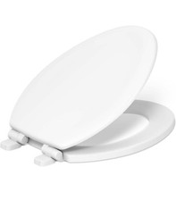 Bemis 1500EC 390 Slow Close Elongated Wood Toilet Seat Cotton White Lift-Off