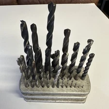 Drill Bit Index Set In Metal Stand Bits Are Good Great Display Case 