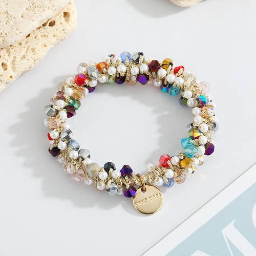 Women Crystal Bead Elastic Hair Rope Ponytail Holder Female Hair Accessory Gift - Picture 9 of 32