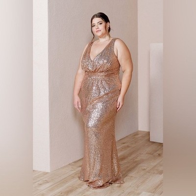 Revelry Bijou Rose Gold Sequins Dress Size 20 C30