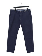Tommy Hilfiger Men's Trousers W 36 in Blue Cotton with Elastane Tapered Chino