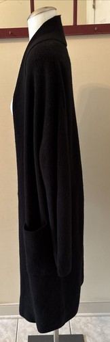 Quince Womens Australian 100% Merino Wool Knit Duster Cardigan Black M NWT - Picture 7 of 13