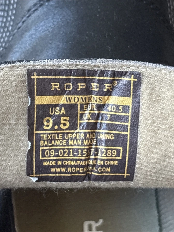 Roper Western Booties Women’s Size 9.5 Black Leather Square Toe - Image 2 of 3