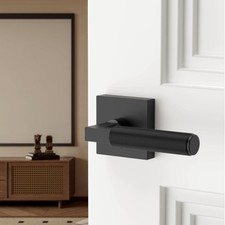 Asidrama 4 Pack Black Privacy Door Handles, Door Lever with Door Knobs Indoor