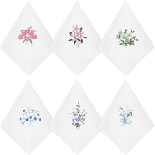 Stofftaschent&uuml;cher Damen set wei&szlig; mit Spitze f&uuml;r Hochzeit Geschenk, Vintage Blum