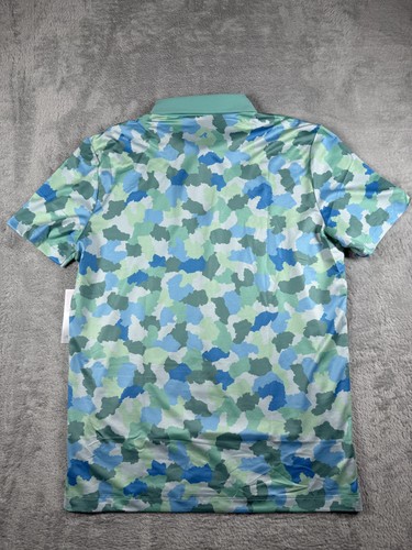 Redvanly Polo Shirt Mens Medium Blue Green Camo Athletic Luxury Golf Preppy - Picture 5 of 14