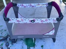 Graco Pack 'n Play Play Yard Portable Foldable with Wheels Gray Purple Floral