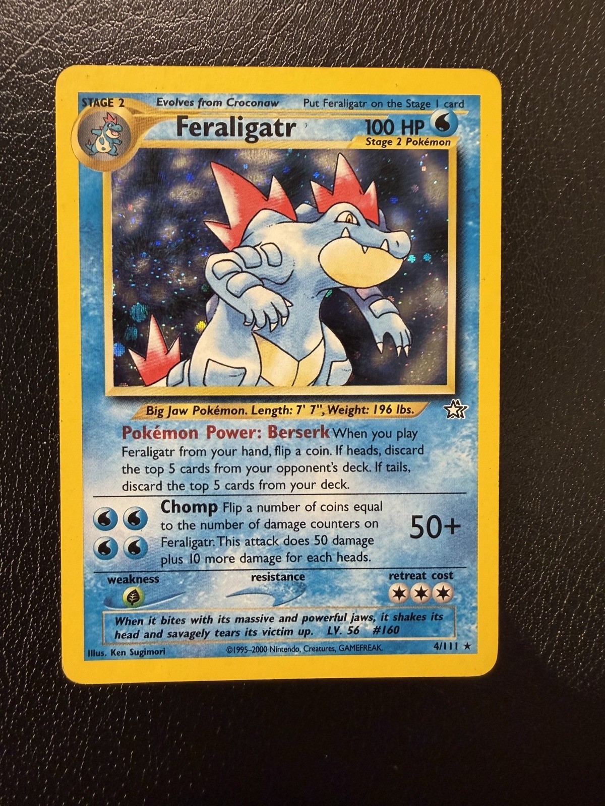 Pokemon TCG Feraligatr Neo Genesis Holo Card 4/111 MP With Swirl🌀