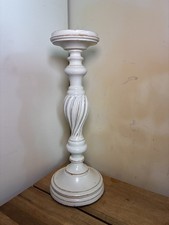 Wooden Candle Holder Stick Shabby Chic Pillar Laura Ashley White Large 36cm Tall