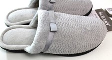 ISOTONER Chevon Microterry Slippers Size XL 9.5-10 Light Gray Retail 30