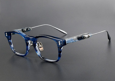 Retro Patchwork Square Acetate Pure Titanium Full Rim Eyeglass Frame Men Women