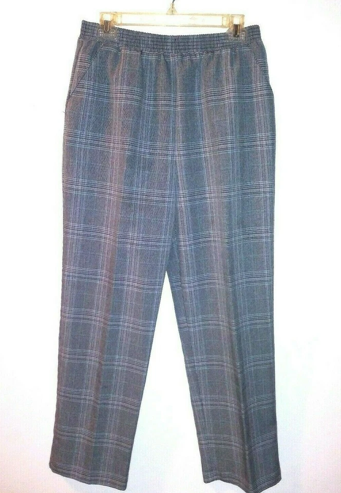 Pantalones de mujer gris a cuadros talla 12A cintura elástica Haband príncipe de gales usados en excelente estado Foto 3 de 4