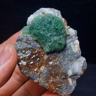 Extremely Top Phantom Cubic Fluorite Copper ore symbiotic crystals Specimen 3132