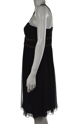 Donna Morgan Womens Dress Size 10 Black Gold Sheath Knee Length Spaghetti Strap - Picture 3 of 4