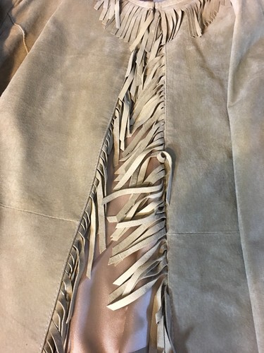 Pamela McCoy Collections Beige Fringed Suede Leather Jacket Sz Large NWT - Picture 5 of 6
