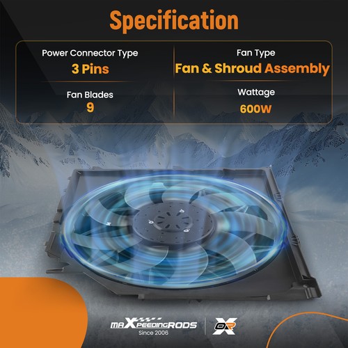 Radiator Cooling Fan & Brushless Motor for BMW X3 17113415181 17113442089 - Picture 8 of 12
