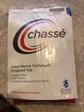 NEW Chasse Long Sleeve Cheer Turtleneck Cropped Top (BR400) Medium