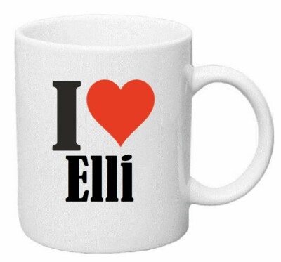 Kaffeetasse I Love Elli Keramik Höhe 9,5cm in Weiß