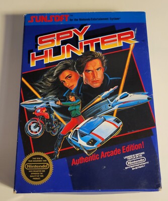 Nintendo Spy Hunter NES CIB 1st Print Hangtab Round SOQ 1987 5-Screw RARE!