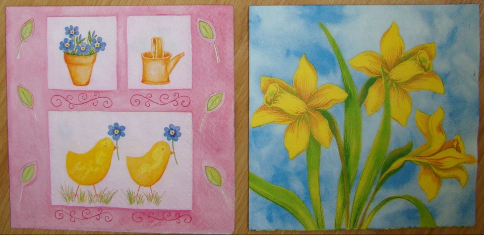 4 juegos de servilletas de papel, huevos de Pascua, narcisos, servilleta, 33 cm - 2 piezas, decoupage Foto 2 de 2
