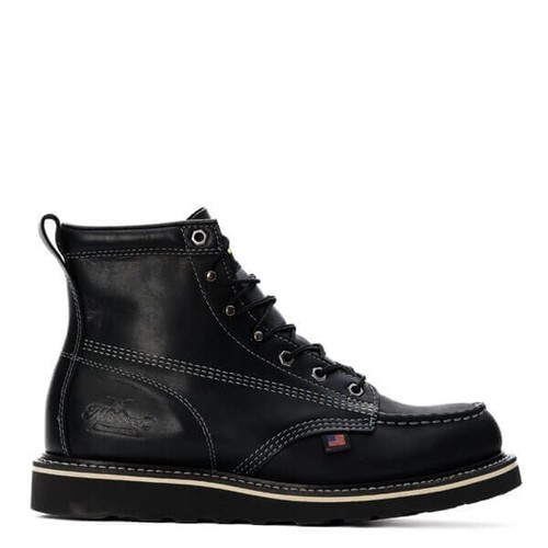 Thorogood Boots 814-6206 6" Midnight Black Biker Wedge Moc Toe - Made in USA VTG - 第 1/4 張圖片