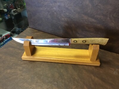 FLINT STAINLESS VANADIUM USA 8 1/ 2 Blade WOOD HANDLE OLD BUTCHER KNIFE 14 Long 