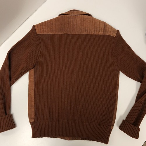Vtg 60’s Hi Gear Men’s RUST Suede MoD Coat KNIT GAUCHO Leather Retro Jacket XL - Picture 9 of 10