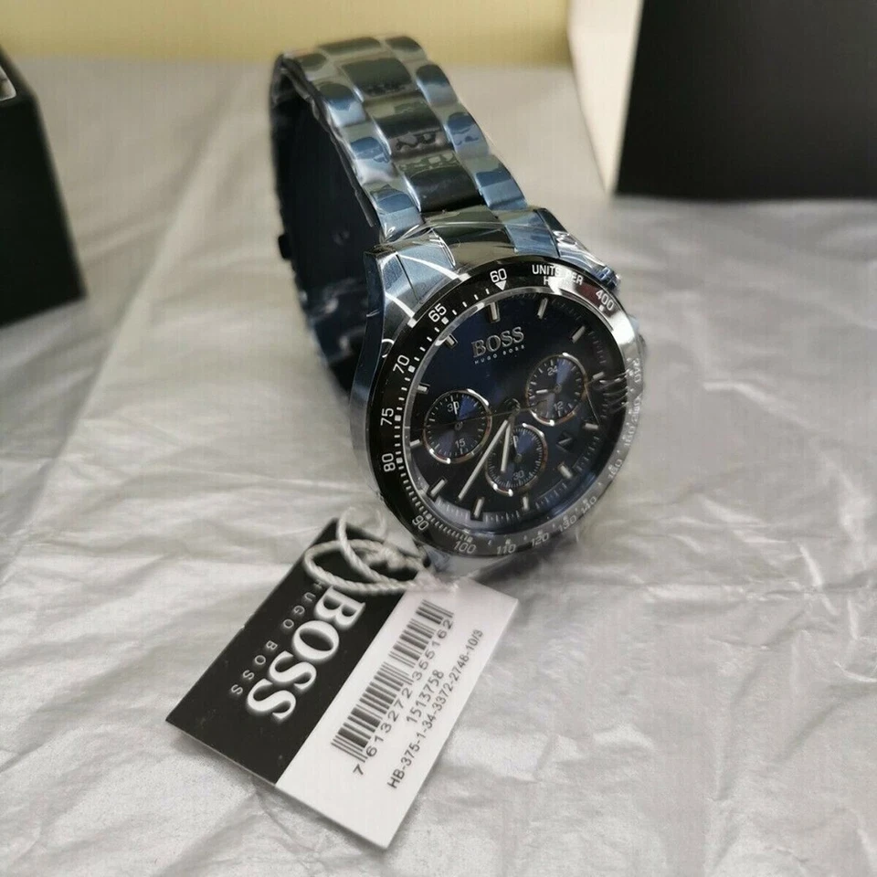 NEW HUGO BOSS 1513758 Hugo Boss Relo MEN'S STAINLESS BLUE STRAP & BLUE DIAL 45MM - Image 3 of 4