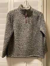 True Grit Sherpa Fleece Quarter Zip Pullover Cozy Plush Winter Sweater Youth M