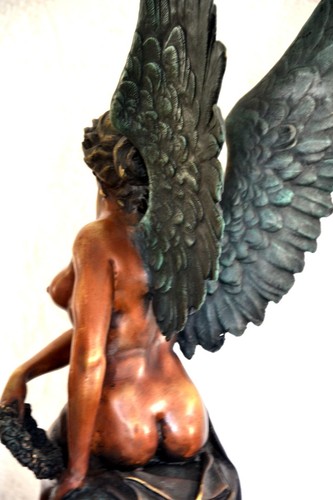 12,5 kg Bronze Engel auf Marmorsockel - Bronzefigur mit Künstlersignatur - Bild 7 von 12