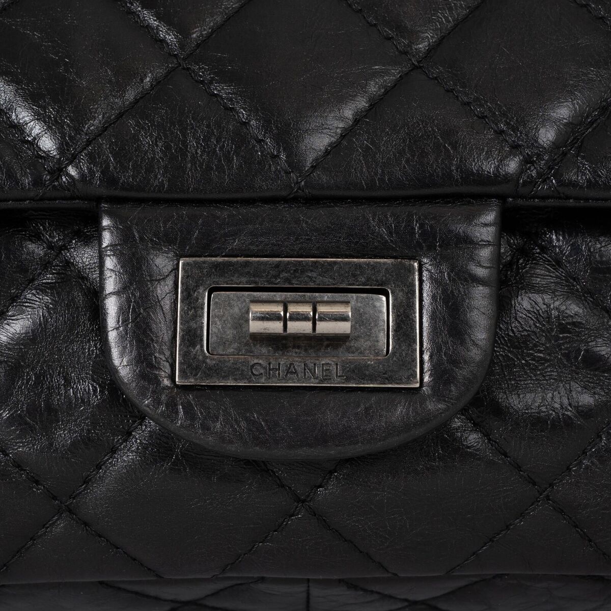 71359 auth CHANEL black Aged Calfskin leather 2.55 REISSUE 71359 auth CHANEL black Aged Calfskin leather 2.55 REISSUE