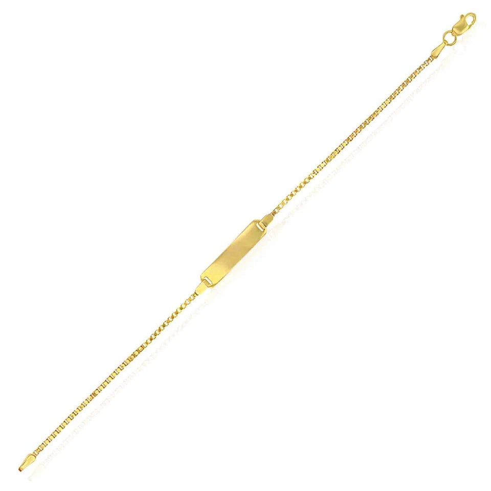 Kids 14K Yellow Gold Round Bismark ID Engravable Bracelet (Solid Links) 6" - Image 3 of 4