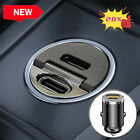 Black Dual Usb Type-C Pd Car Phone Charger Adapter 30W Fast Charging Accessories
