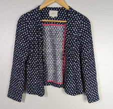 Loft Linen Blend Blazer Open Front Collarless Jacket Navy Blue Flowy Sz XS N59