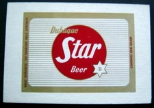DUBUQUE Star BEER LABEL 1 Qt on Cardboard Backing Original 3 1/4" x 4".