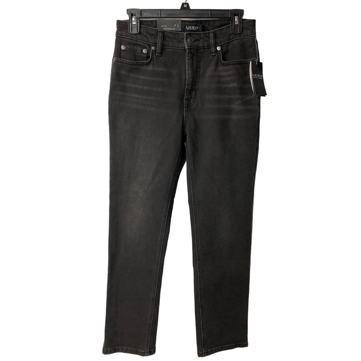 LAUREN RALPH LAUREN 99 HIGH RISE STRAIGHT ANKLE BLACK JEANS SIZE 4 27 NWT
