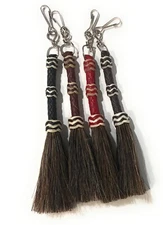 Western Style Horse Hair Leather Keychain, Miniature Horse Rodeo Quirt Keychain